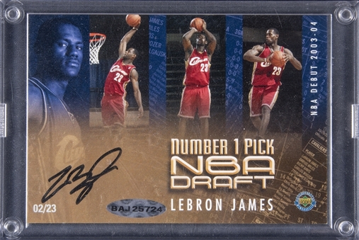 2003 Upper Deck "Number 1 Pick NBA Draft" LeBron James Signed Commemorative Card (#02/23) 